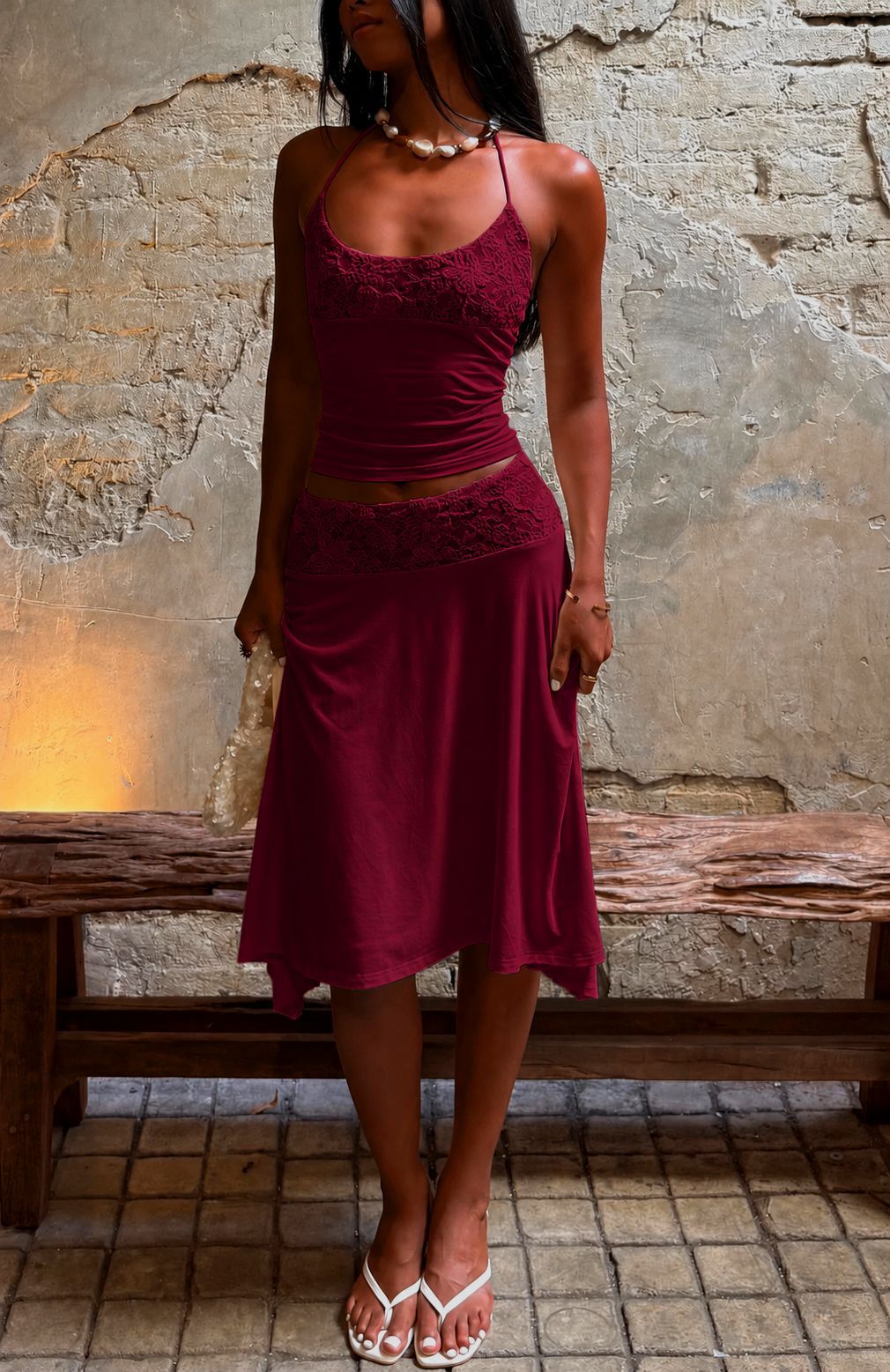 Completo informale da donna in pizzo e gonna midi | Moda europea 2026