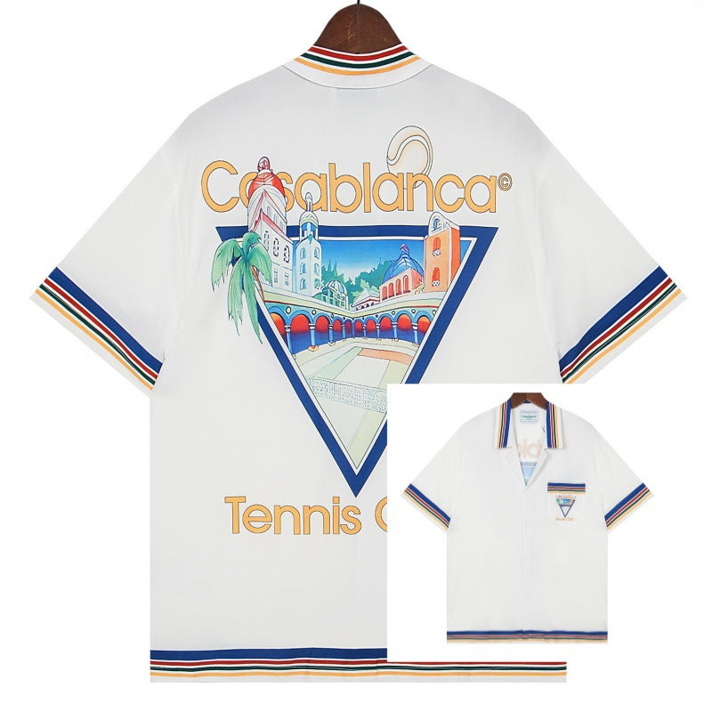 Set de camiseta de manga corta con letras de un partido de fútbol CASA de primavera/verano, jersey holgado y de moda para hombres