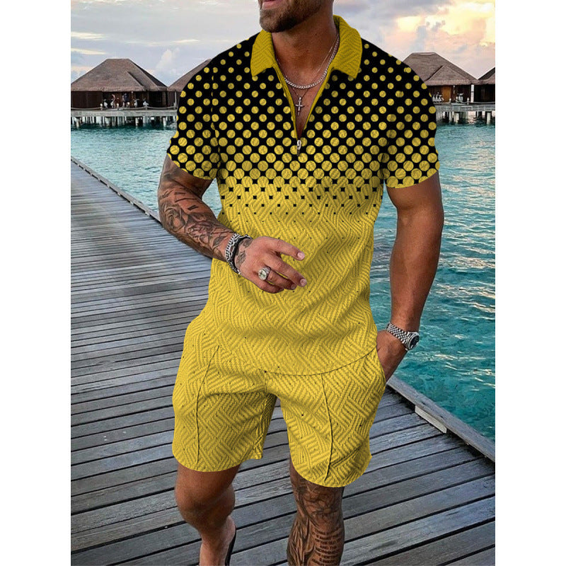 Conjunto de dos piezas de manga corta y pantalones cortos de Amazon de verano transfronterizo 2024 para comercio exterior, conjunto deportivo casual masculino