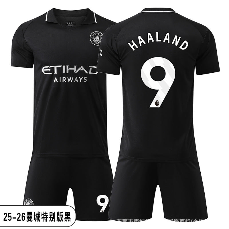 26 27 Camiseta de local del Manchester City, set de equipación de fútbol de la Premier League 9 de Haaland, equipación de entrenamiento infantil, nueva camiseta