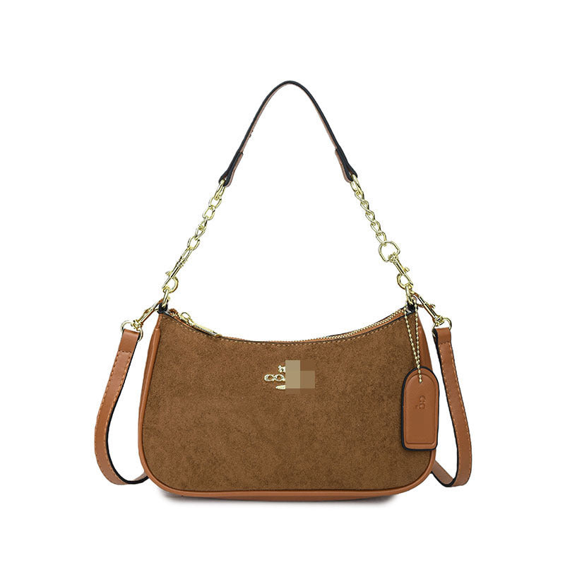 Bolso para la axila de mujer, bolso con cadena estampado en las axilas, elegante bolso ligero de lujo en forma de media luna, bolso bandolera con estampado de leopardo, bolso de alta gama en forma de media luna