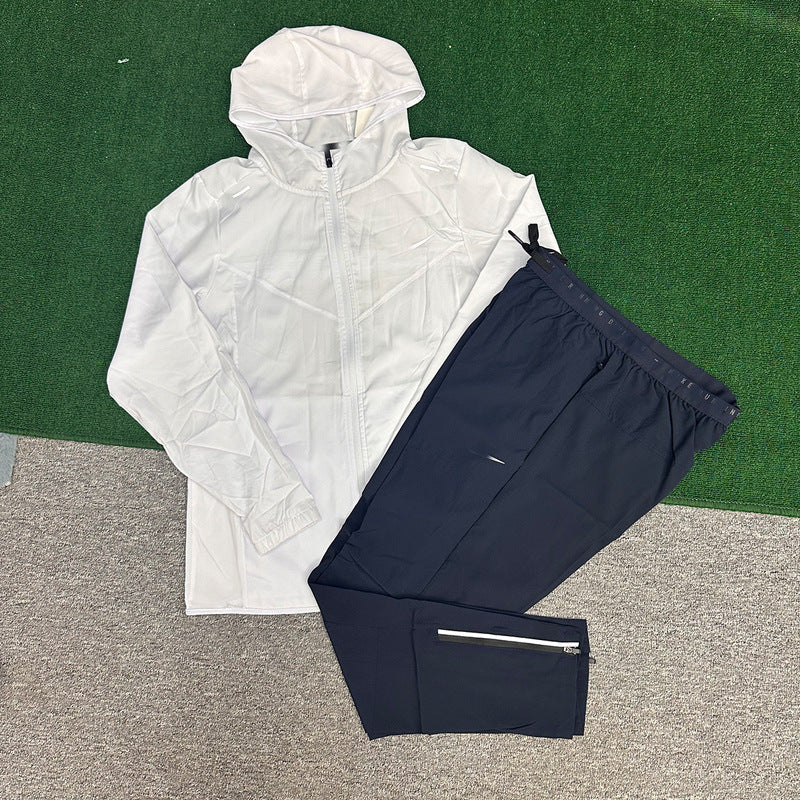 Ensemble coupe-vent de sport pour homme | Capuche séchage rapide