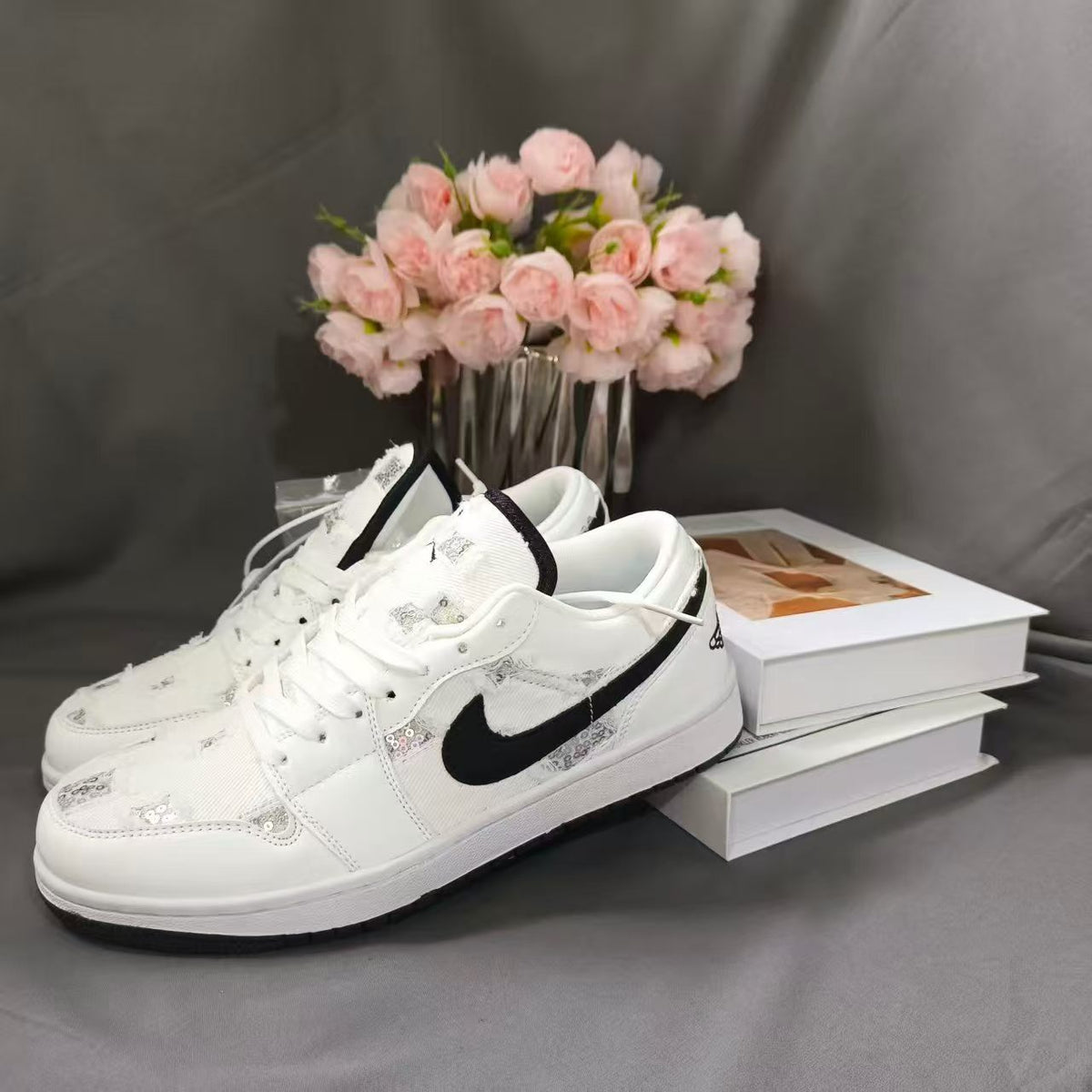 N Unisex Black and White AJ1 Sneakers | With Box