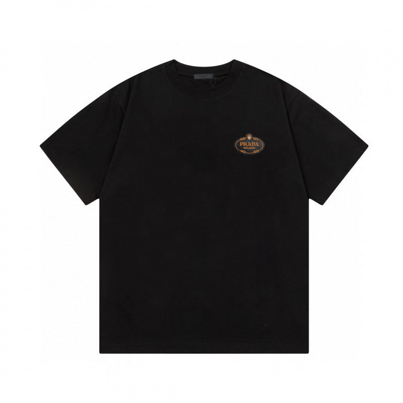 Camiseta de triángulo triángulo de alta edición alta de edición transfronteriza de PRA Pujia, unisex verano, suelta y versátil de manga corta con estampado