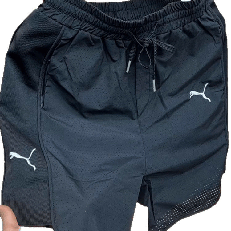 Pantalones cortos de hombre, pantalones finos de malla veraniega, pantalones de seda hiela de secado rápido, pantalones cortos rectos, pantalones de playa de moda transpirables