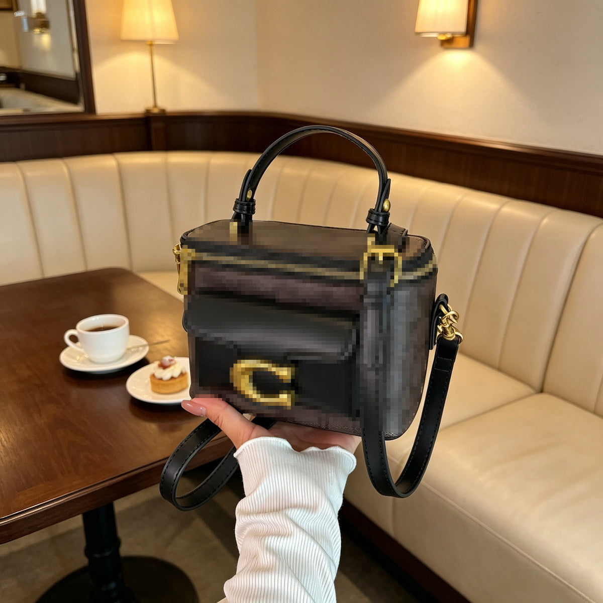 Vintage Kou Damen-Boxhandtasche | Elegante Umhängetasche | Ohne Karton