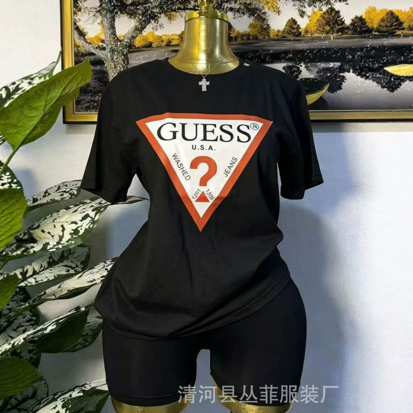 Camiseta europea de algodón transfronteriza, nueva al estilo europeo y americano, camisa versátil de algodón puro de media manga, camiseta de verano, estampado perezoso