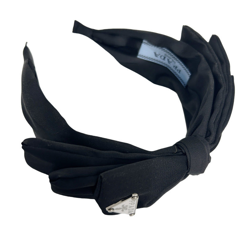 Elegante cinta de doble capa de doble capa, diadema con letras triangulares, accesorio para el cabello sencillo de tela adulta de ala ancha para mujeres