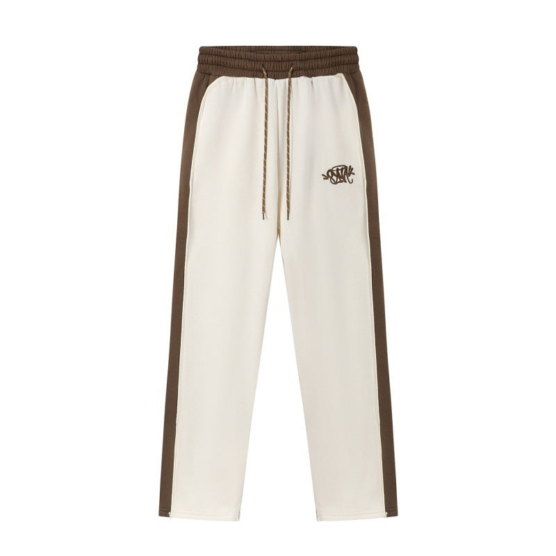 European and American cross-border e-commerce, hip-hop style casual long pants set (embroidered) with fleece lining for men and women, fashionable.