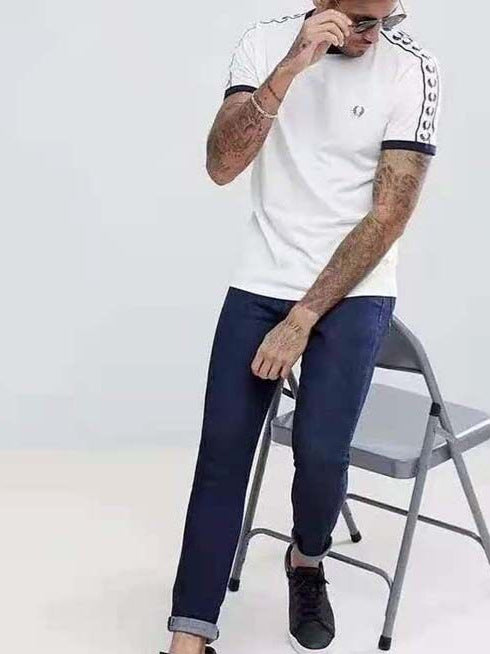 FP Pai Rui Mai Sui camiseta de moda unisex blanca de talla grande y casual de manga corta con tirantes en los hombros