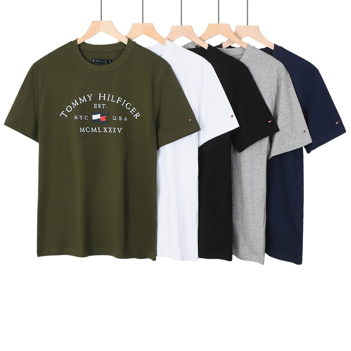 T-shirt Tommy a maniche corte ricamata di coppia | Puro cotone