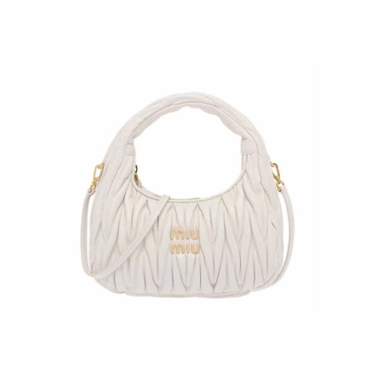 Miu Home Nuevo bolso de empanadillas de mano, Bolsa de mano de comercio exterior, Bolso de mujer, Mini bandolera de un solo hombro, Hilos bordados Caseros con nubes plisadas