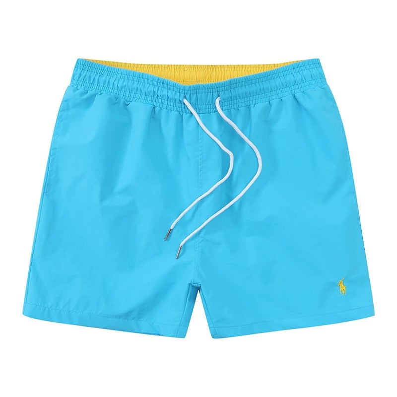 Polo de playa masculino de verano 2026 Shorts surf de tres puntas bordados con cordones Rápido Pantalones deportivos holgados Casual para casa