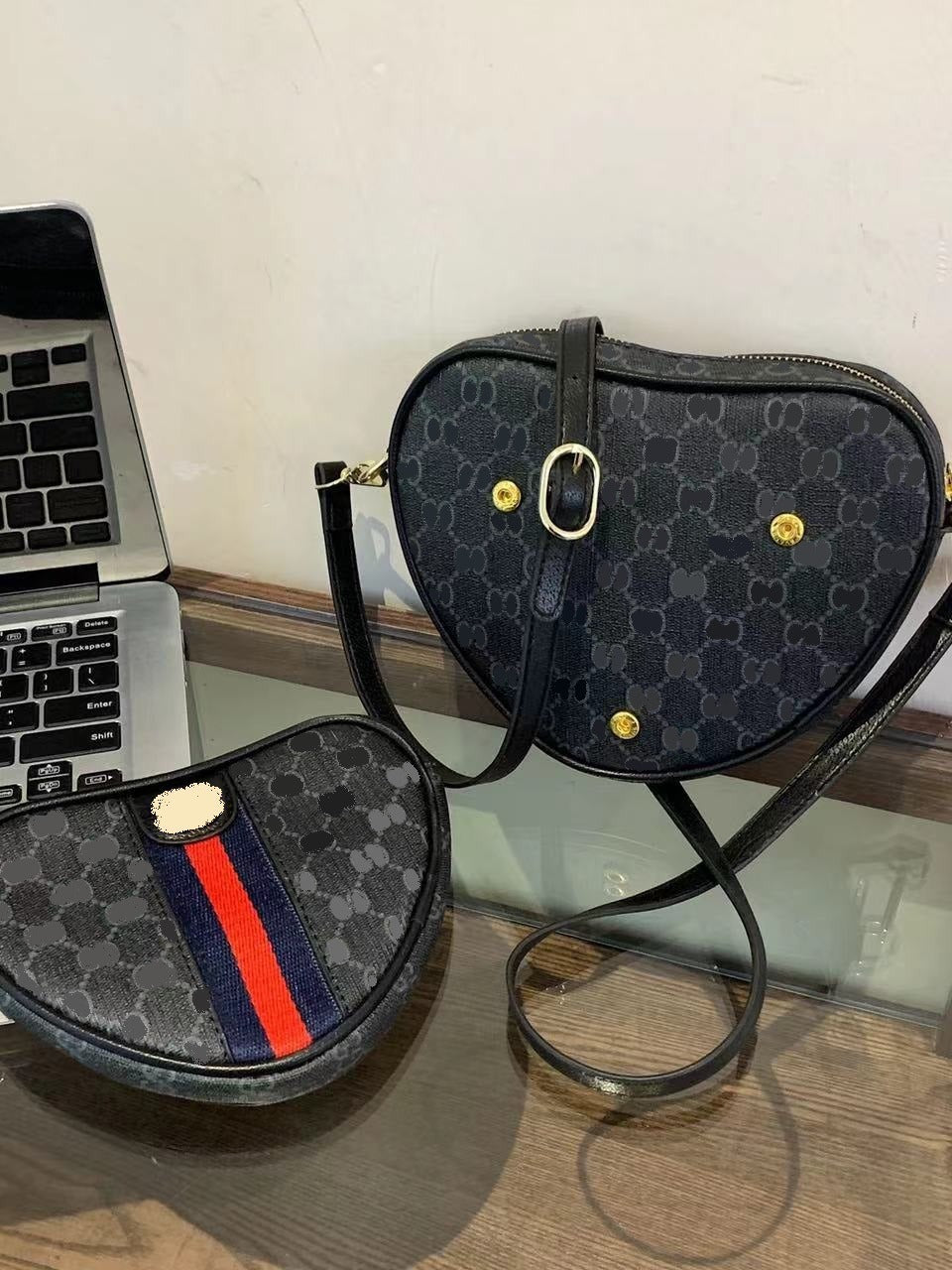 Borsa a tracolla a cuore set 2 pezzi donna | Senza scatola