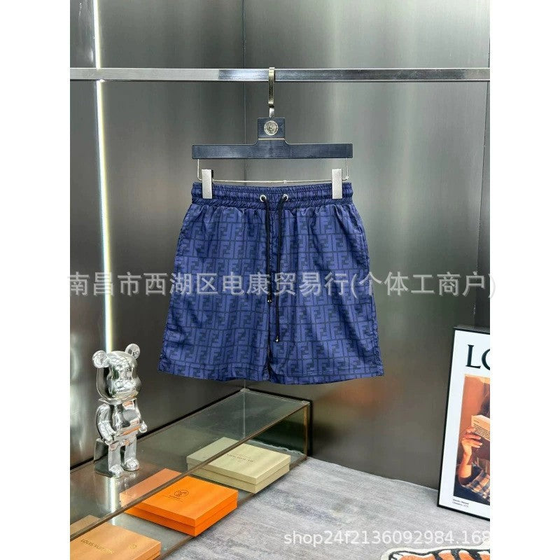 Pantalones cortos de playa de hombre con doble letra F de comercio exterior transfronterizo, pantalones cortos de baño de playa, pantalones cortos casuales elásticos de secado rápido