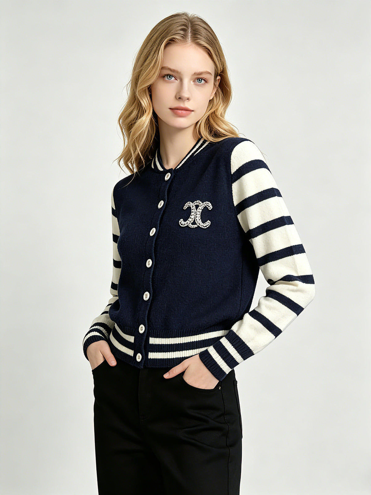 Embellished Striped Cardigan | Autumn Winter