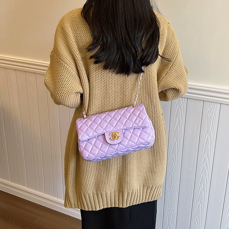 Nuevos bolsos transfronterizos para mujer 2023 nuevos bolsos minimalistas y de moda de diamante tweed pequeños bandolera de un solo hombro bolsos cuadrados pequeños