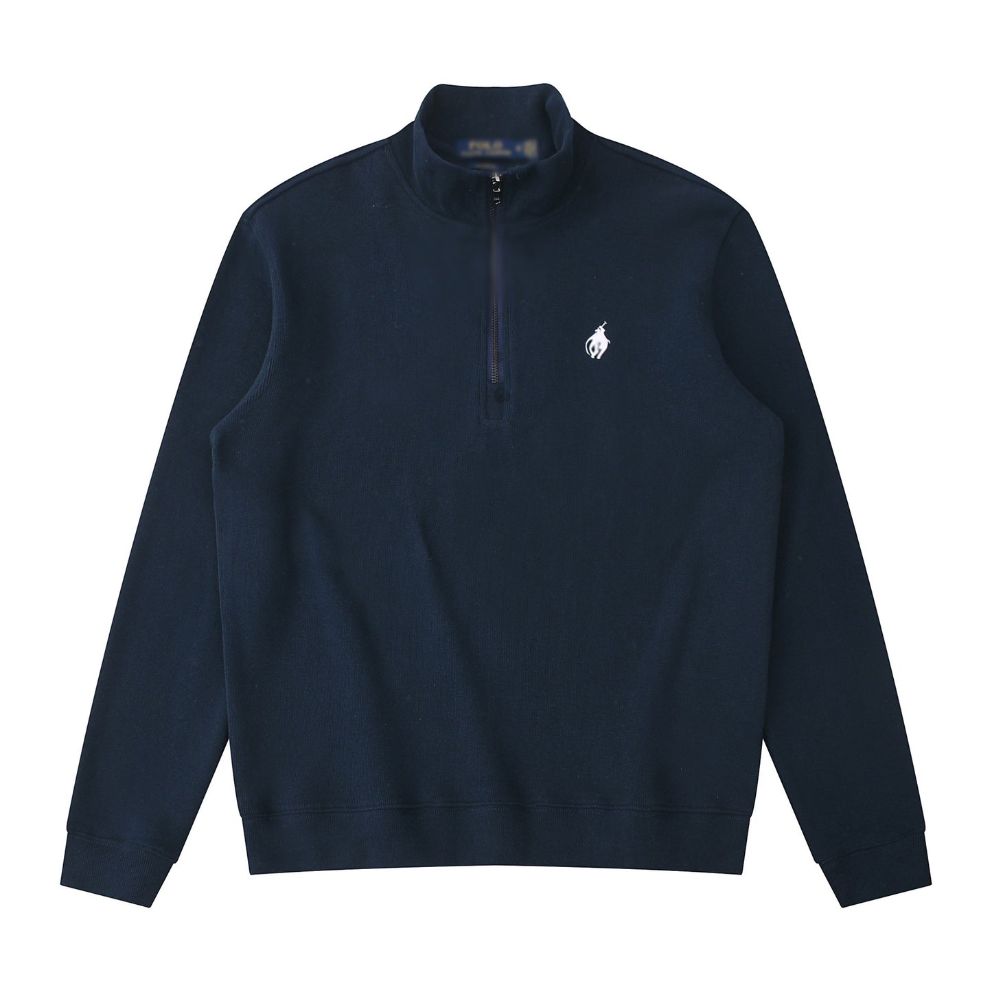 Sudadera americana nueva bordada de ponis americano transfronteriza de outono/invierno, cuello alto, cárdigan polo de algodón puro con cremallera media alta, top informal