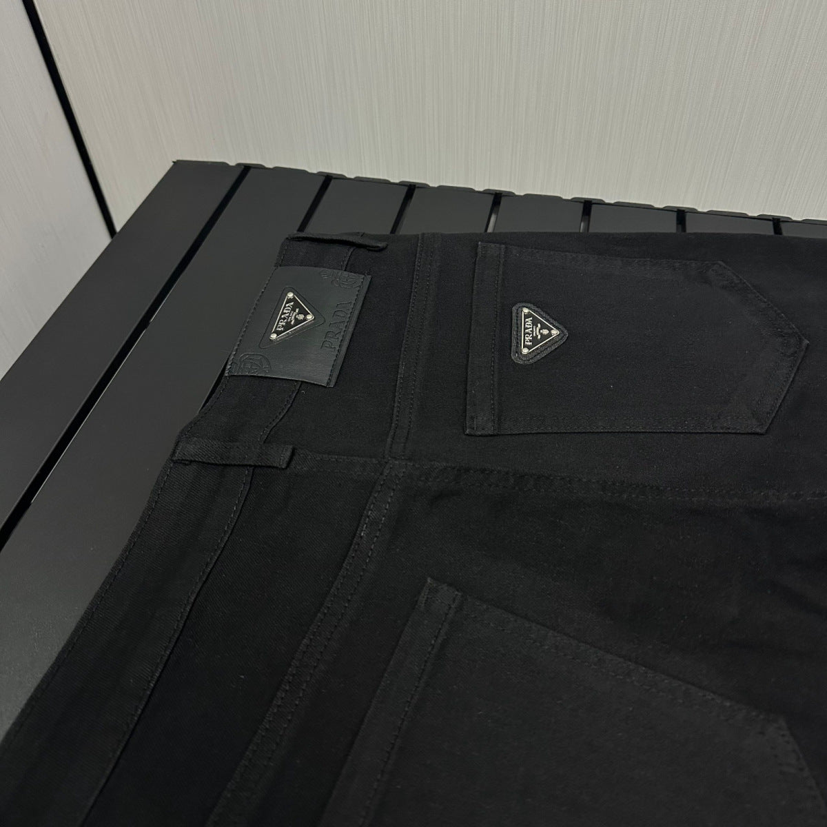 PRADA Vaqueros Negros Moda Hombre Slim