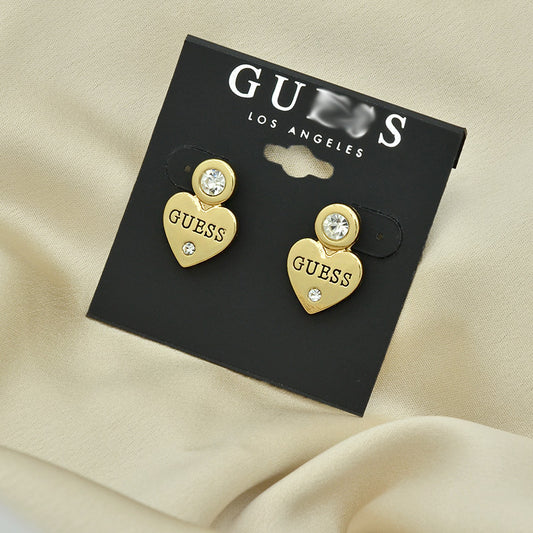 Pendientes Corazón Letras Incrustadas Mujer | Elegancia Nicho
