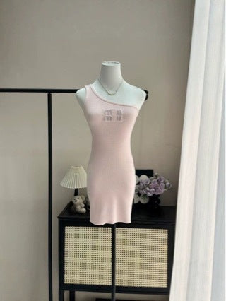 Vestido Corto de Punto Asimétrico M | Diseño de Verano