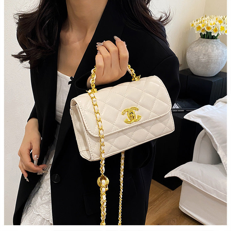 Bolso de mano de fragancia pequeña transfronteriza para mujer 2025 nuevo bolso cuadrado pequeño versátil de un solo hombro bolso de cadena rómbica cruzado de lujo ligero