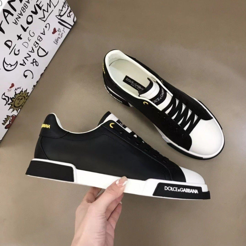 Zapatillas casuales de cuero hombre familia DG | Velcro blancas versátiles