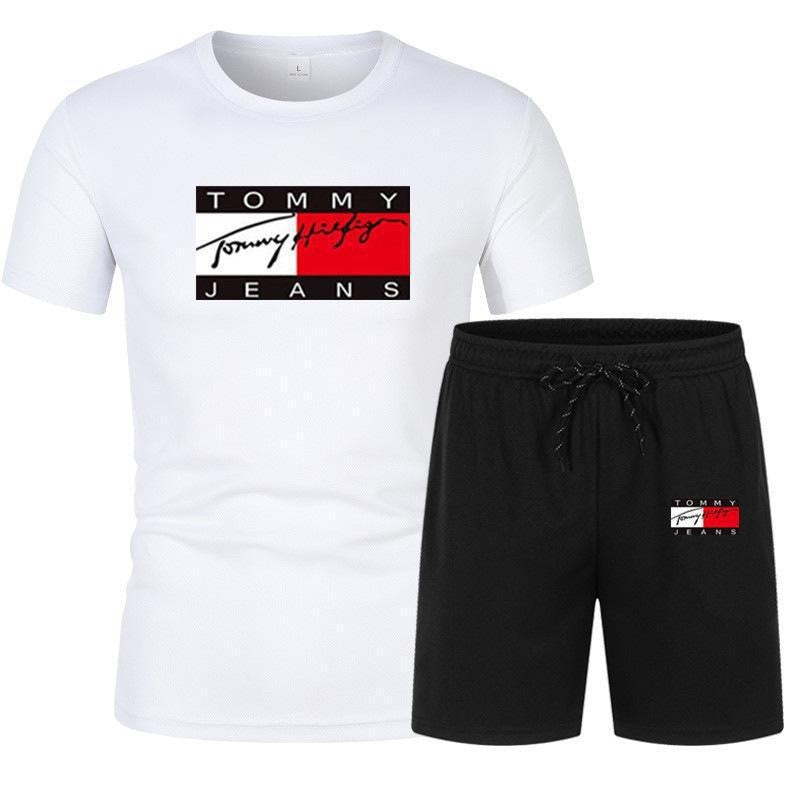 Conjunto casual casual de manga corta para hombre de manga corta en ventas 2025: pantalones cortos de talla grande transpirables de malla + conjunto de camiseta de dos piezas