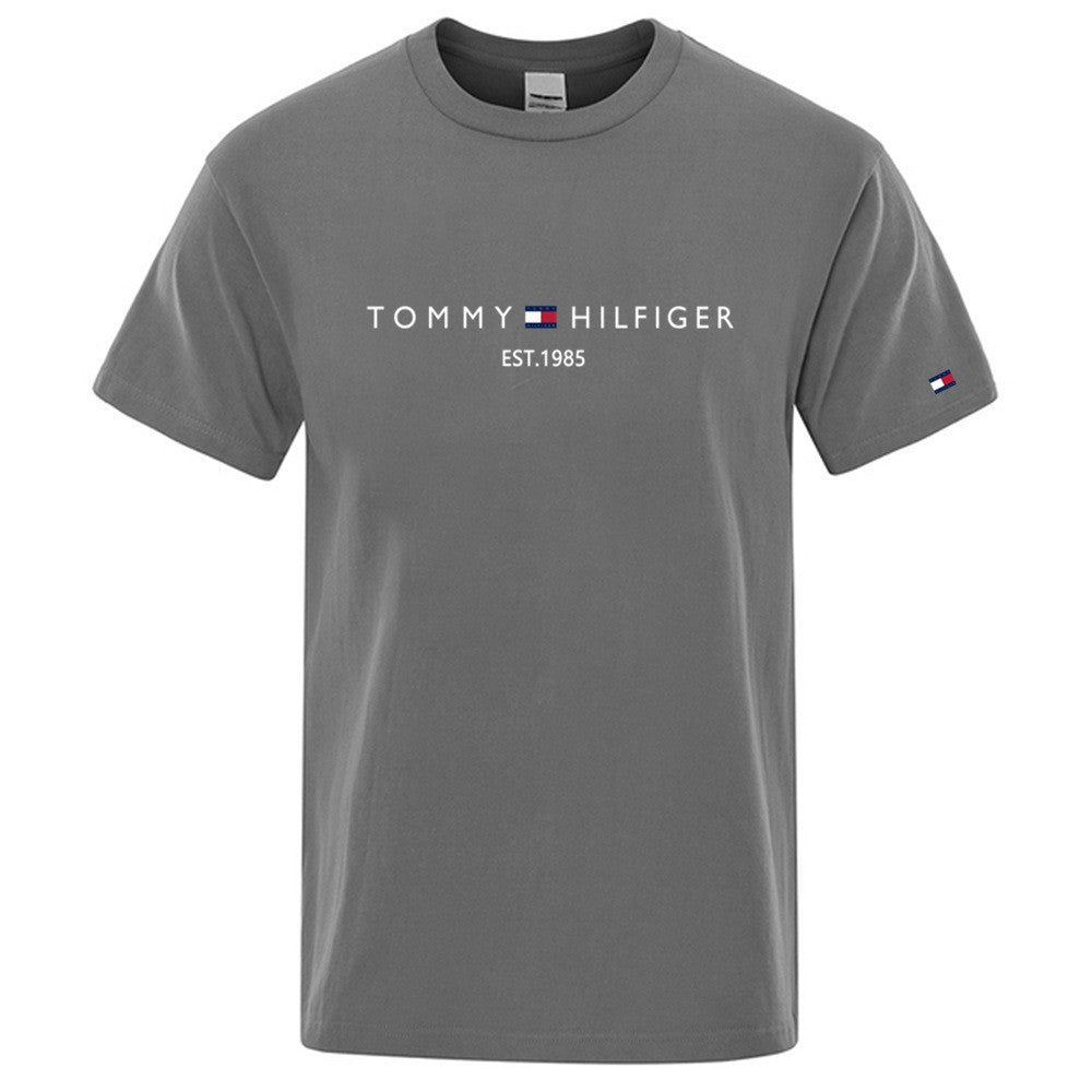 Nuevo verano 2025 camiseta de manga corta con cuello redondo masculino, camiseta deportiva casual de moda para hombres, manga larga para mujer