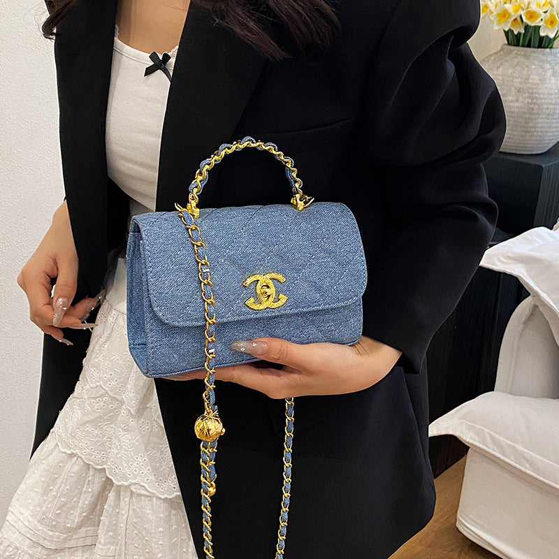 Bolso de mano de fragancia pequeña transfronteriza para mujer 2025 nuevo bolso cuadrado pequeño versátil de un solo hombro bolso de cadena rómbica cruzado de lujo ligero