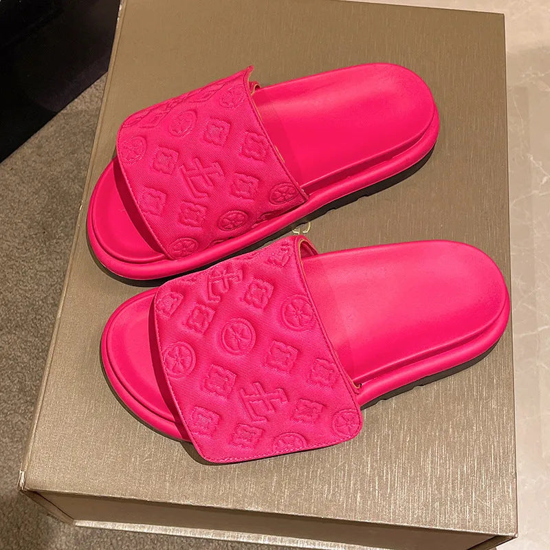 Zapatillas de suela gruesa para mujer para abrigo, zapatillas refrescantes de playa con plataforma de Velcro 2025, chanclas de moda veraniega y de moda
