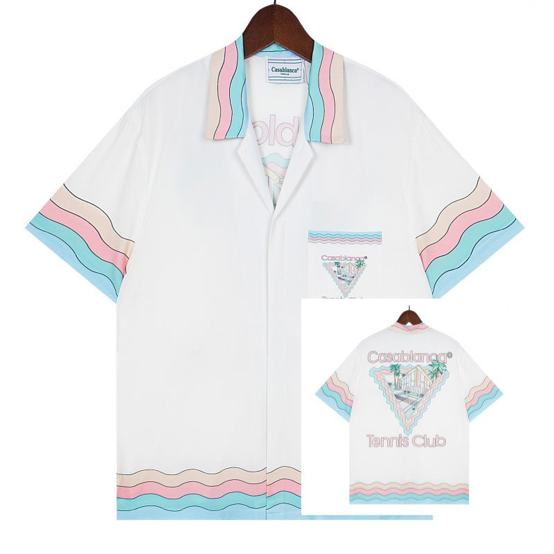 Set de camiseta de manga corta con letras de un partido de fútbol CASA de primavera/verano, jersey holgado y de moda para hombres