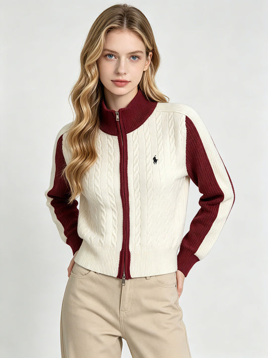 Cardigan a collo alto con zip RL | Autunno Inverno