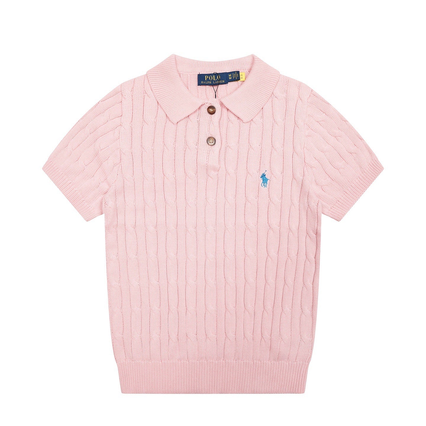 Camiseta ajustada de mujer de punto de punto de pony Ralph Lanins Rough Summer, punto transfronterizo, camiseta de solapa de pony de punto