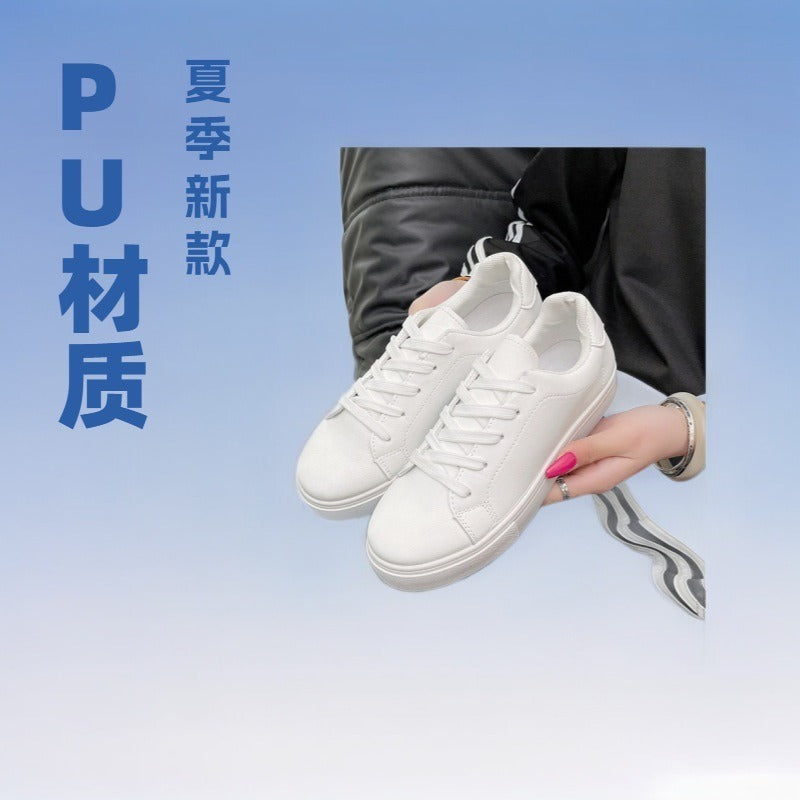 Zapatillas blancas explosivas transfronterizas de Amazon, zapatillas nuevas para estudiantes con cordones de primavera y verano, zapatillas de correr con suela blanda, zapatillas antideslizantes de suela plana para mujer