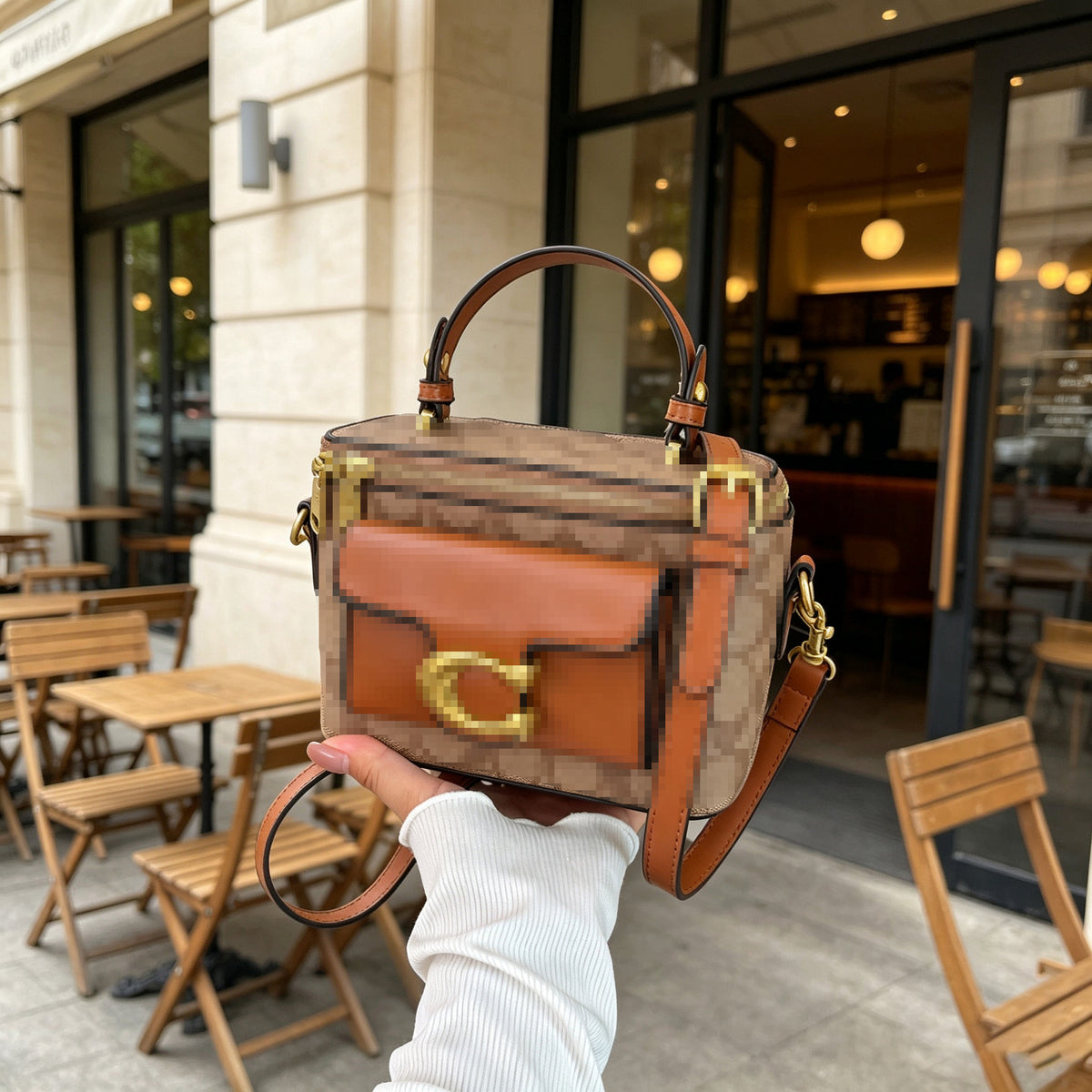 Vintage Kou Damen-Boxhandtasche | Elegante Umhängetasche | Ohne Karton