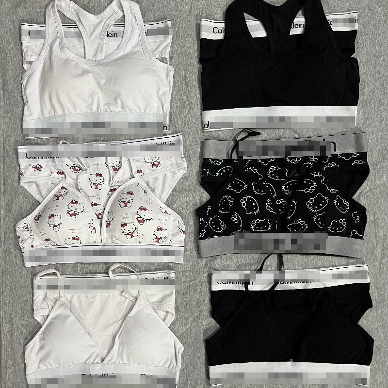 Conjunto de lencería para mujer, logo original υο, conjunto de braguitas en forma de I, conjunto de copas triangulares transpirables, cómodo
