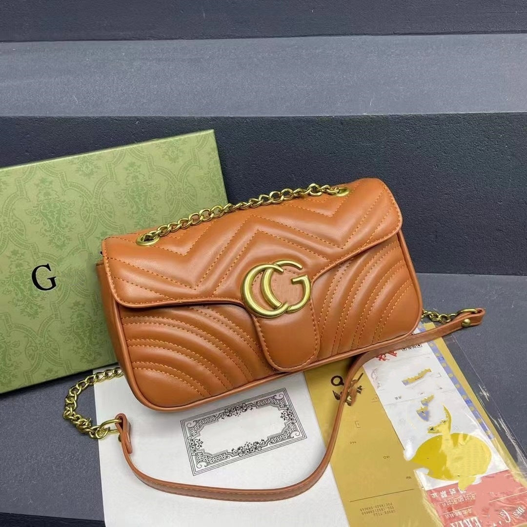 Bolso doble G para mujer, bolso Gucci clásico estilo Chanel con cadena de la línea de bordados con diamantes, bolso bandolera de un solo hombro de alta gama