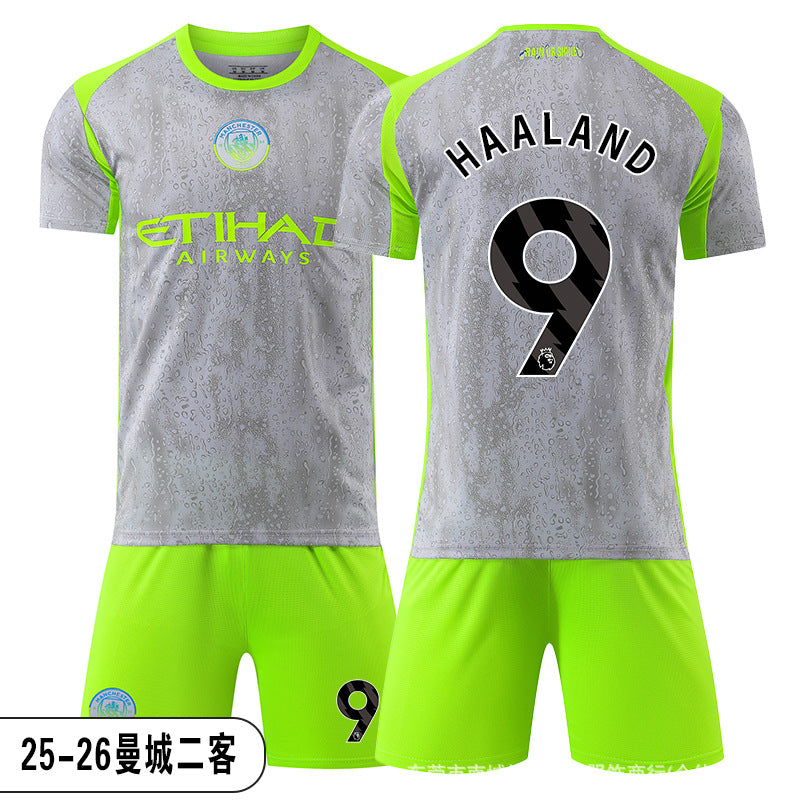 26 27 Camiseta de local del Manchester City, set de equipación de fútbol de la Premier League 9 de Haaland, equipación de entrenamiento infantil, nueva camiseta