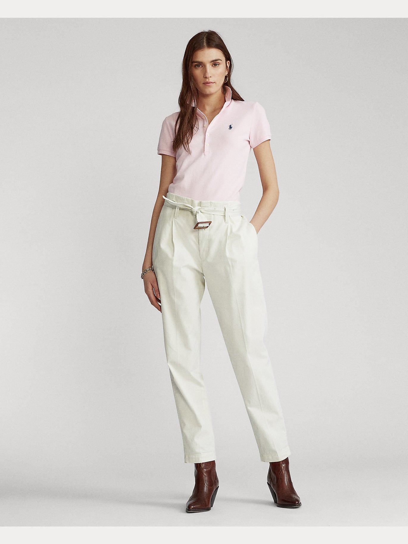 Logo de Summer Little Horse 2026: Polo de manga corta para mujer, camisa Paul de mujer de cinco botones ajustada, camiseta de algodón puro con cuello abatible