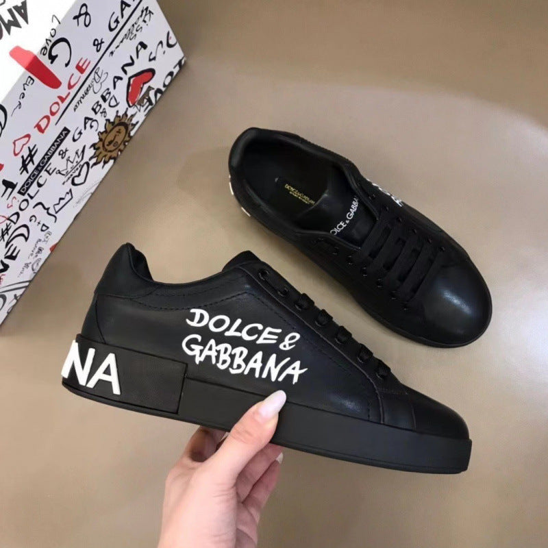 Zapatillas casuales de cuero hombre familia DG | Velcro blancas versátiles