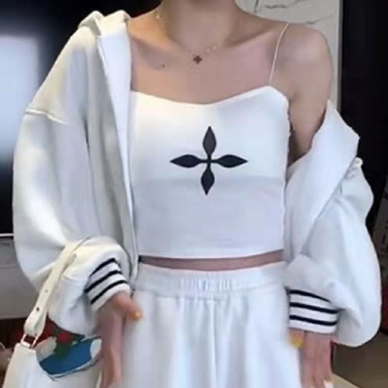 Nueva influencer Douyin camisola sin tirantes de seda YOYO Ice con capa base, capa interior, abrigo con protector y espalda deportiva