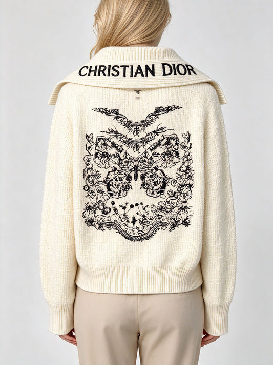 Cardigan ricamato donna CD | Farfalle e fiori