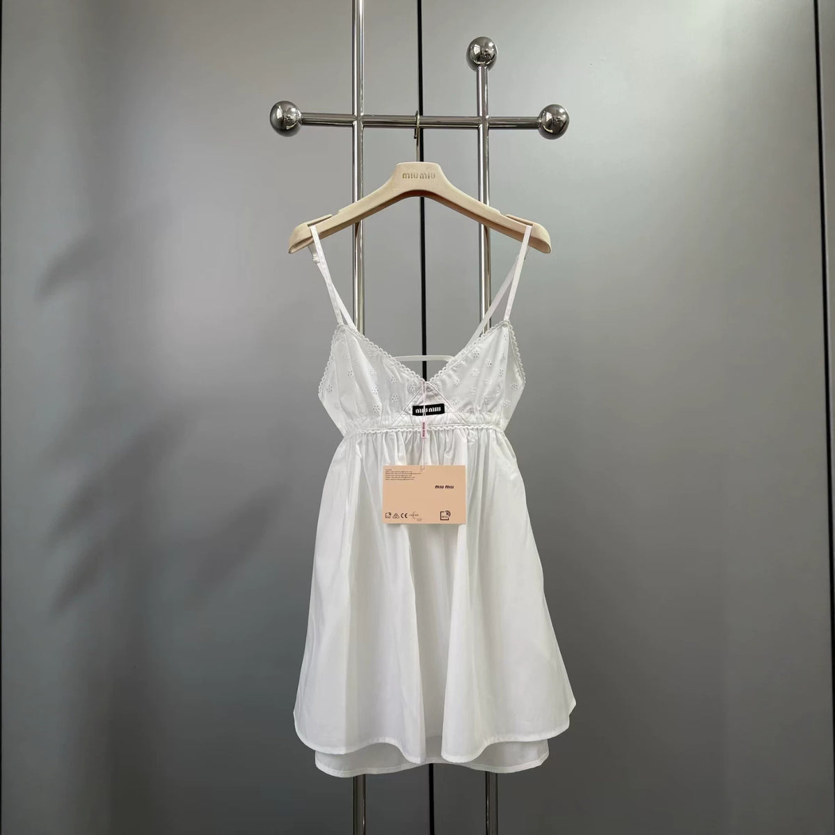 MI white spaghetti strap dress 2026 | Lace and V-neck