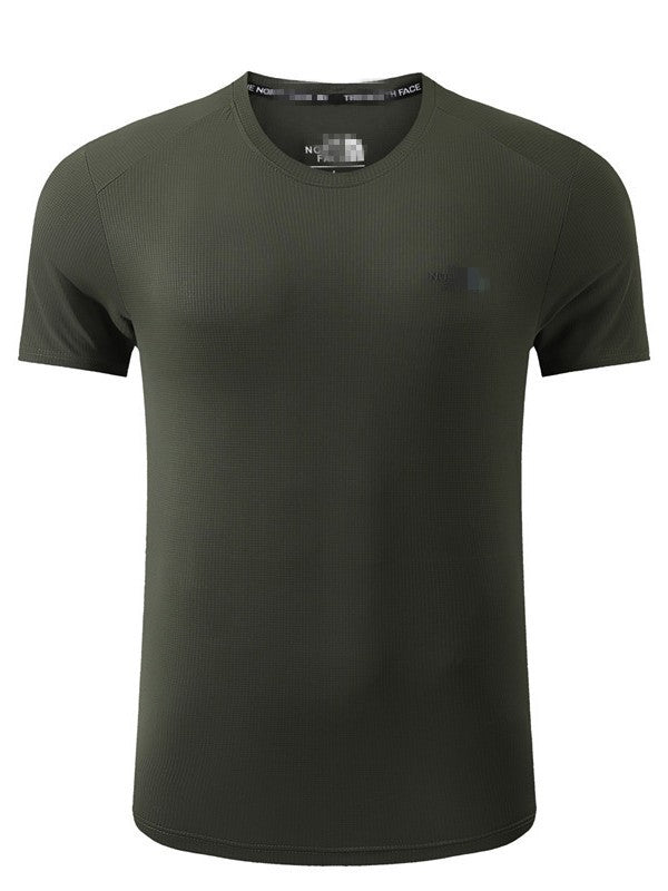 Deportes de montañismo de verano masculino, ropa de secado rápido para senderismo al aire libre, camisetas de manga corta con cuello redondo, camisetas de fitness para interiores.