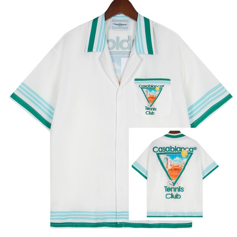 Set de camiseta de manga corta con letras de un partido de fútbol CASA de primavera/verano, jersey holgado y de moda para hombres