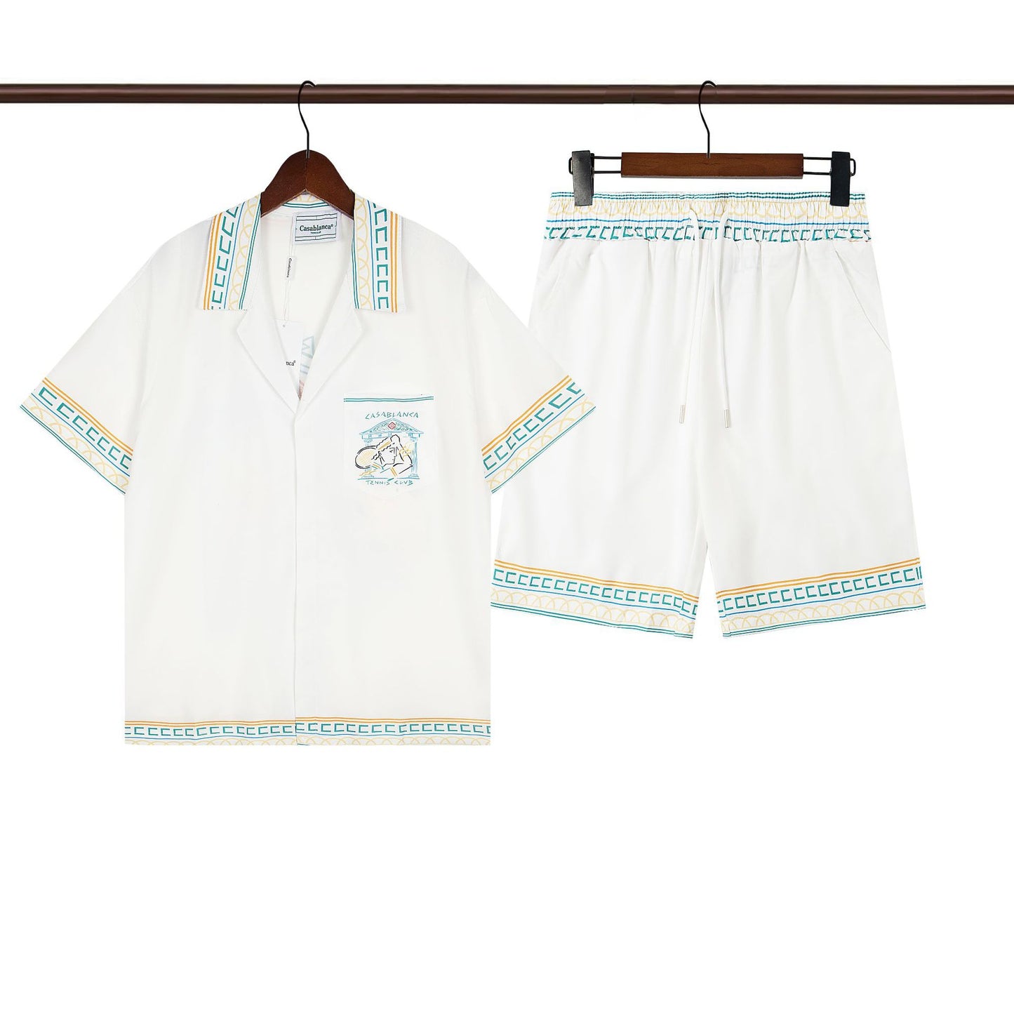 Set de camiseta de manga corta con letras de un partido de fútbol CASA de primavera/verano, jersey holgado y de moda para hombres