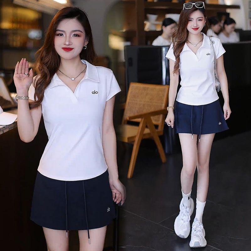 Traje casual de moda para mujer, nuevo conjunto de polo de moda con cuello de manga corta y falda de dos piezas para el verano 2026,