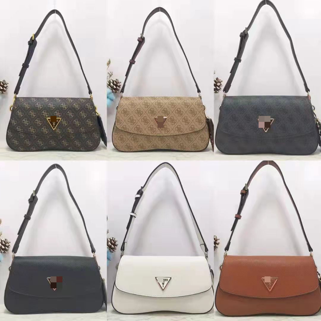 Moda europea y americana, nueva moda de colores sólidos con estampado curva retro, bolso de axila con colgantes de flores antiguas, bolso de mujer