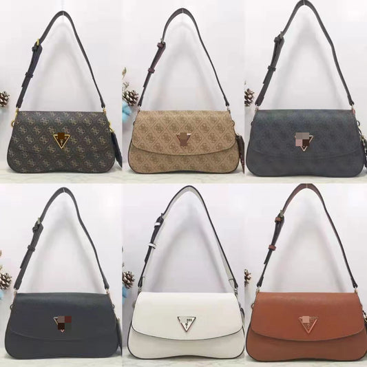 Moda europea y americana, nueva moda de colores sólidos con estampado curva retro, bolso de axila con colgantes de flores antiguas, bolso de mujer